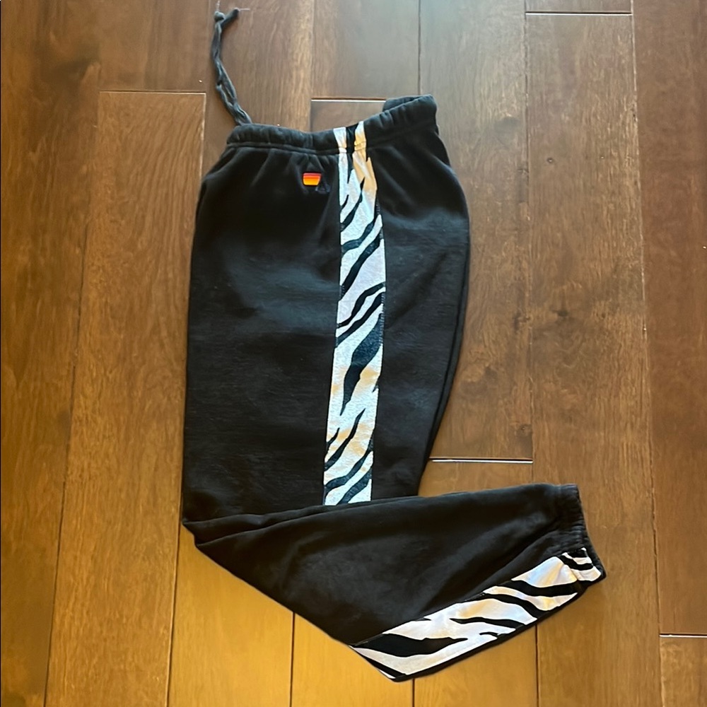 Aviator Nation Black and White Zebra Stripe Joggers size small